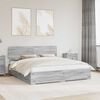 vidaXL Bed Frame with Drawer Grey Sonoma 200 x 200 cm Engineered Wood