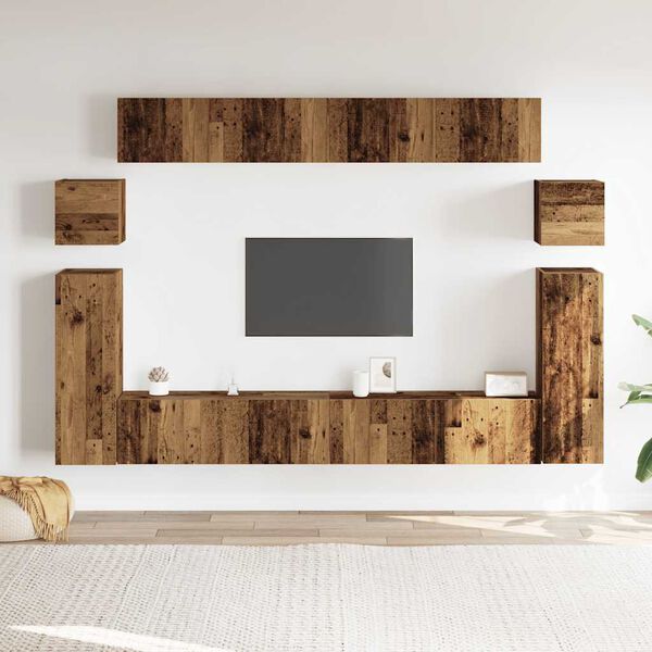 vidaXL 8 Piece TV Cabinet Set Wall-mounted Old Wood Engineered Wood