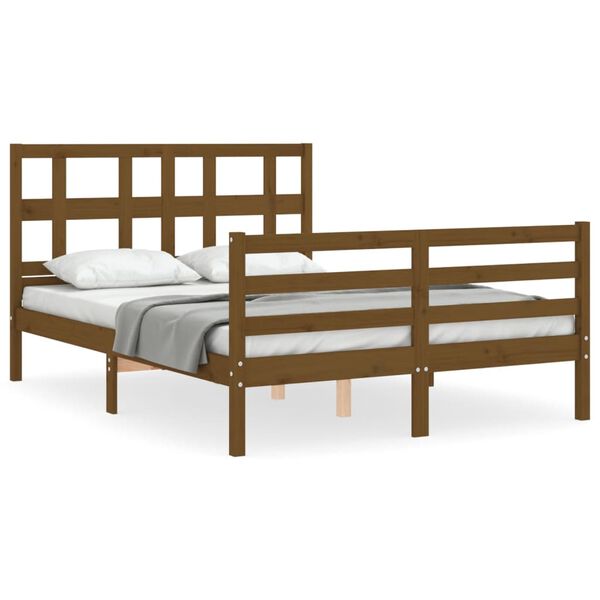 vidaXL Bed Frame without Mattress Honey Brown 140x190 cm Solid Wood