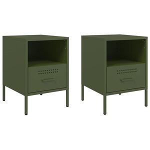 vidaXL Bedside Cabinet | Set of 2 | Olive Green | Cold-rolled Steel | Standard