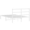 vidaXL Metal Bed Frame without Mattress with Headboard White 140x200cm