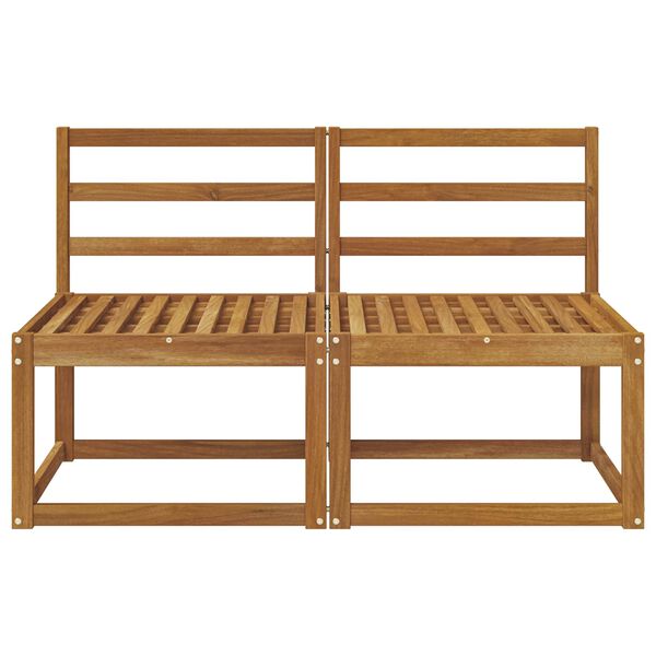 vidaXL 2 Piece Outdoor Middle Sofa Solid Acacia Wood Natural