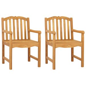 vidaXL Handcarved Rose Chair 2 pcs Natural Solid Teak Wood