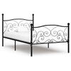 vidaXL Bed Frame without Mattress with Slatted Base Black Metal 90x200 cm