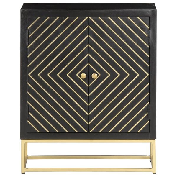 vidaXL Sideboard Black and Gold 60x30x75 cm Solid Mango Wood