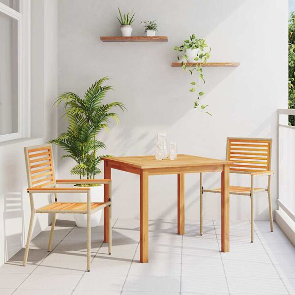 vidaXL Garden Dining Set 3 pcs Beige Poly rattan