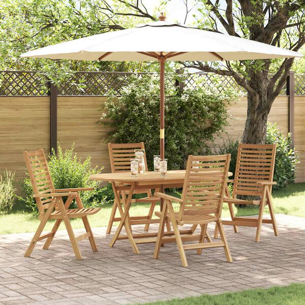 vidaXL Garden Dining Set 5 pcs Brown Solid Teak Wood