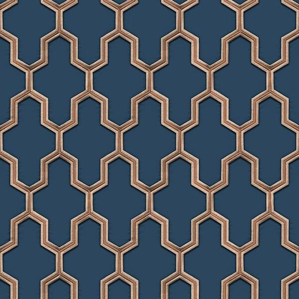DUTCH WALLCOVERINGS Wallpaper Geometric Blue and Gold
