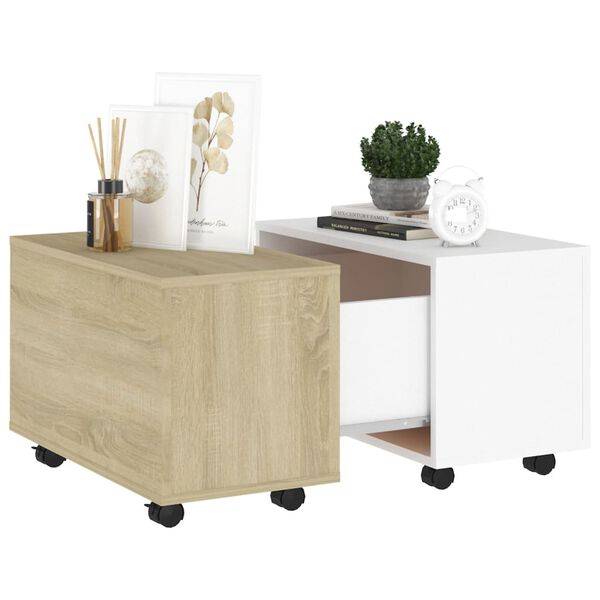vidaXL Coffee Table White and Sonoma Oak 60x60x38 cm Engineered Wood
