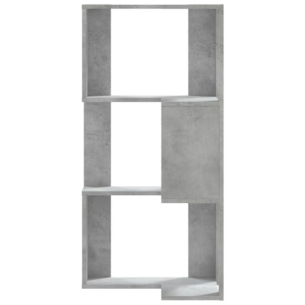 vidaXL Corner Bookcase 3-Tier Concrete Grey 50x50x102 cm Engineered Wood