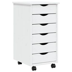 vidaXL Rolling Cabinet with Drawers "MOSS" White Solid Wood Pine