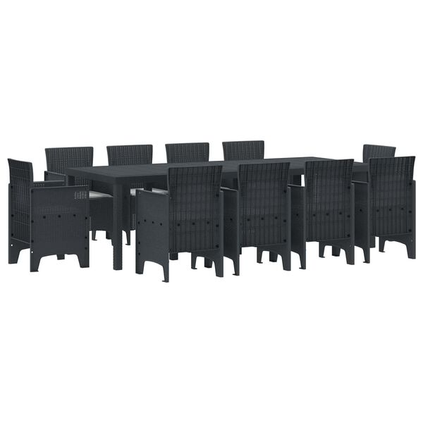 vidaXL Garden Dining Set 11 pcs Anthracite Polypropylene