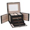 vidaXL Jewellery Box 4-Layer with Mirror Lockable Black 22.5x17.5x16.5 cm