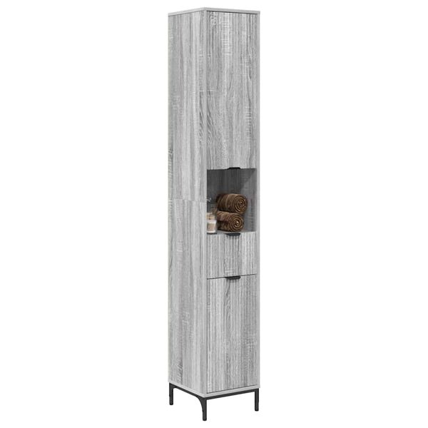 vidaXL Bathroom Cabinet with Drawer Grey Sonoma 31.5 x 33 x 190 cm