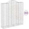 vidaXL Arched Gabion Baskets 15 pcs 200x50x200/220 cm Galvanised Iron
