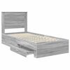 vidaXL Bed Frame Grey Sonoma and Silver 75 x 190 cm Engineered Wood