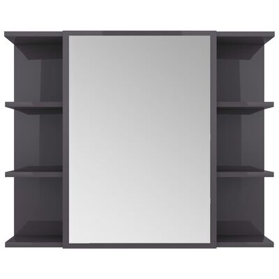 vidaXL Bathroom Mirror Cabinet High Gloss Grey 80x20.5x64 cm Chipboard