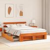 vidaXL Bed Frame with Headboard Wax Brown 140 x 200 cm Solid Pine Wood
