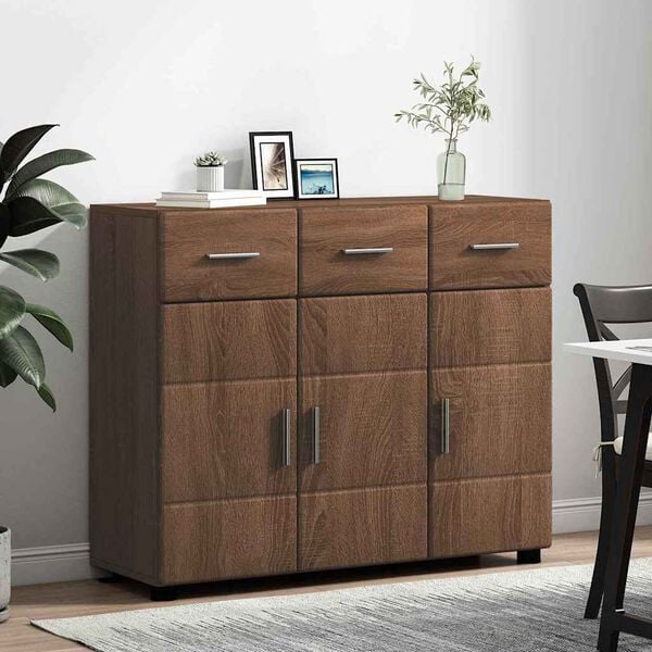 vidaXL Sideboard FLORIN Brown Oak 88.5 x 30.5 x 73 cm Engineered Wood