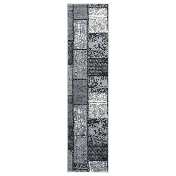 vidaXL Runner Rug BCF Grey with Block Pattern 60x150 cm
