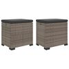 vidaXL Garden Footstool with Cushion 2 pcs Grey Poly Rattan