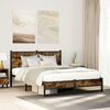 vidaXL Metal Bed Frame without Mattress Smoked Oak 150x200 cm King Size