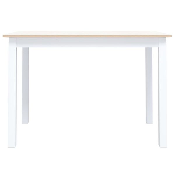 vidaXL Dining Table White and Brown 114x71x75 cm Solid Rubber Wood