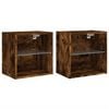 vidaXL Bedside Cabinets with LED Lights Wall-mounted 2 pcs Smoked Oak