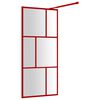 vidaXL Walk-in Shower Wall with Clear ESG Glass Red 90x195 cm