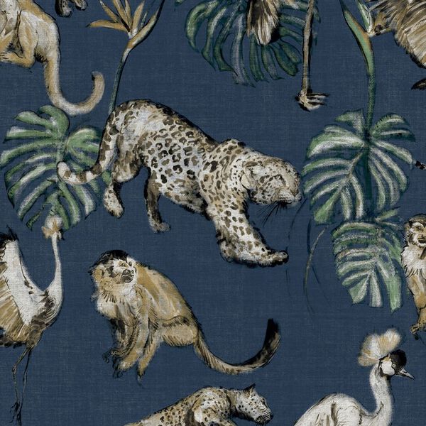 Noordwand Wallpaper Zero Exotic Animals Blue