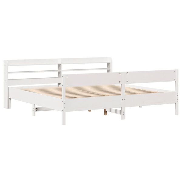 vidaXL Bed Frame without Mattress White 180x200 cm Super King Solid Wood Pine