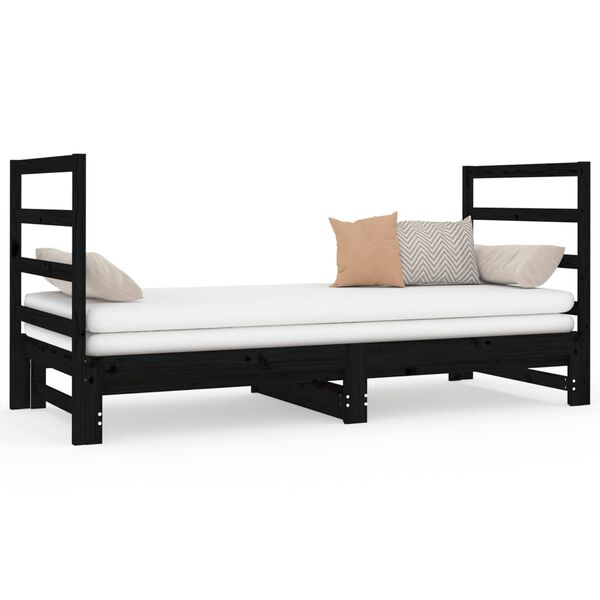 vidaXL Pull-out Day Bed without Mattress Black 2x(90x190) cm
