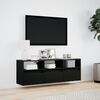 vidaXL TV Wall Cabinet with LED Lights Black 130x31x45 cm