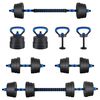 vidaXL 4-in-1 Dumbbell Barbell Kettlebell Set 20 kg Black and Blue
