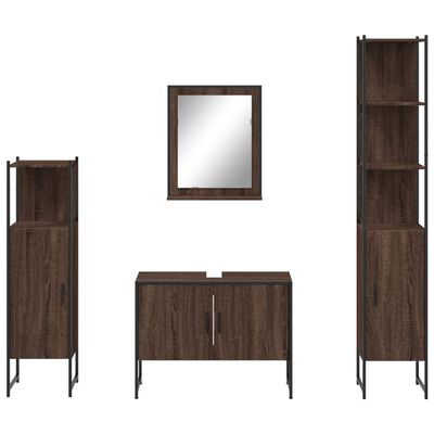 vidaXL 4 Piece Bathroom Cabinet Set Brown Oak Engineered Wood