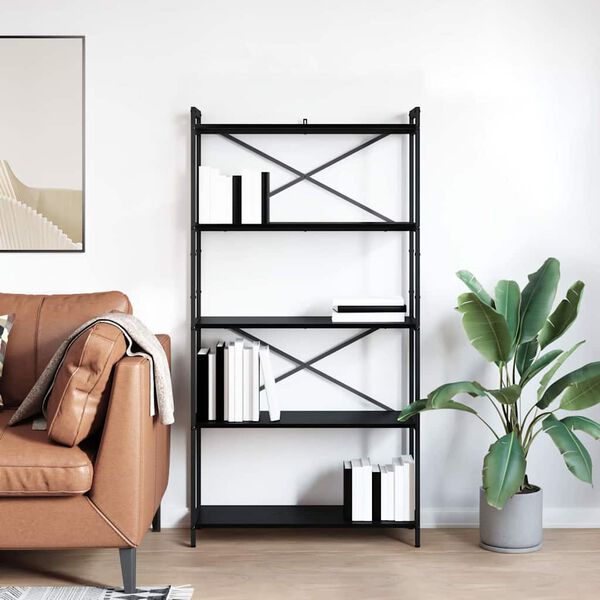 vidaXL Bookshelf Black Oak 80 x 30 x 155 cm Engineered Wood