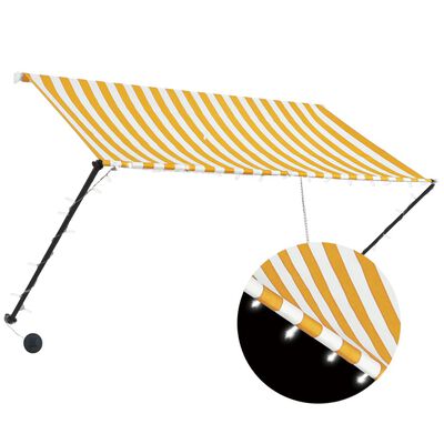 vidaXL Retractable Awning with LED 250x150 cm Yellow and White