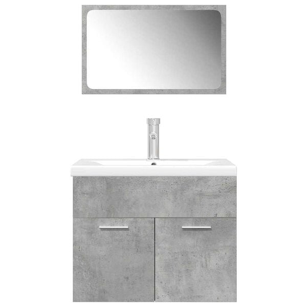 vidaXL 3 Piece Bathroom Furniture Set Concrete Grey Engineered Wood
