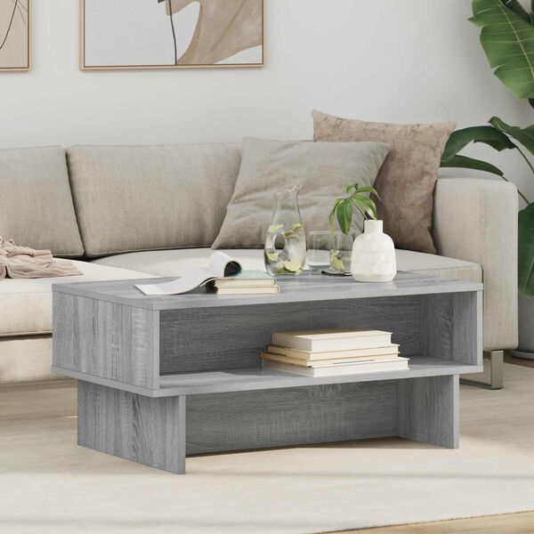 vidaXL Coffee Table Grey Sonoma 80 x 46 x 35 cm Engineered Wood