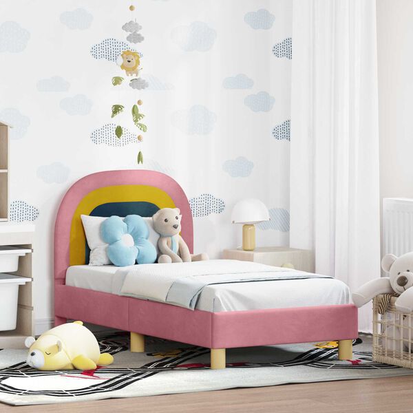 vidaXL Toddler Bed Frame with Headboard Pink 70 x 140 cm Velvet