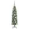 vidaXL Artificial Slim Christmas Tree Green and White 120 cm