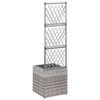 vidaXL Trellis Raised Bed with 1 Pot 30x30x107 cm Poly Rattan Grey