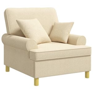 vidaXL XL Armchair with Cushions Cream Fabric