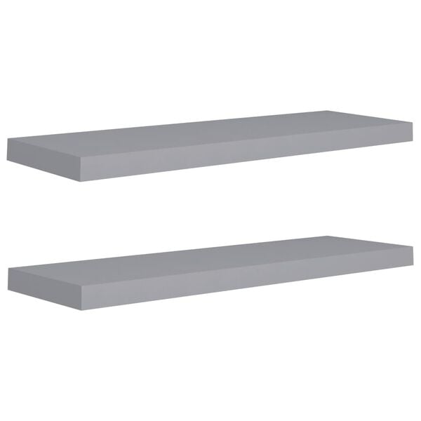 vidaXL Floating Wall Shelves 2 pcs Grey 80x23.5x3.8 cm MDF