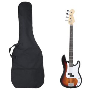 vidaXL Electric Bass Guitar for Beginner with Bag Brown&White 4/4 46