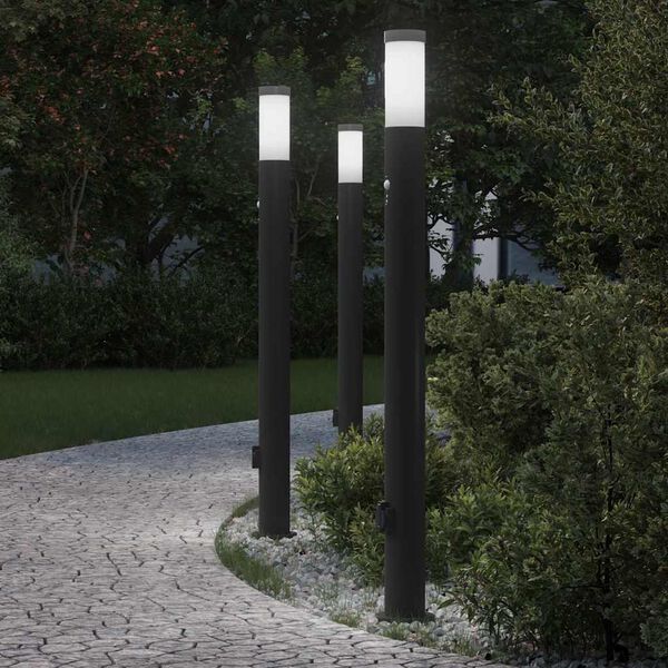 vidaXL Bollard Lights with Sensor&Outlet 3pcs 110 cm Stainless Steel IP44