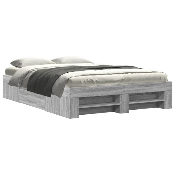 vidaXL Bed Frame without Mattress Grey Sonoma 140x190 cm Engineered Wood