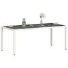 vidaXL Garden Table with Glass Top White 190x90x75 cm Poly Rattan
