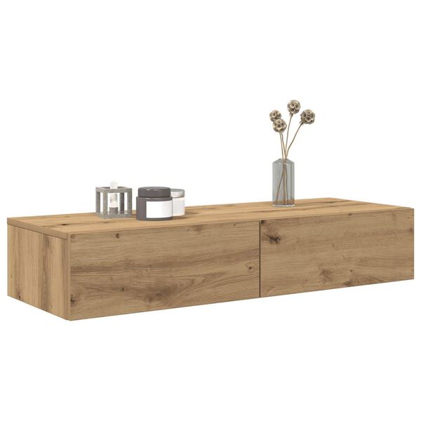 vidaXL Wall Shelf with Drawers Artisian Oak 100x36x19 cm Engineered Wood