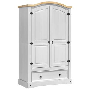vidaXL Wardrobe CORONA White 101 x 52 x 170 cm Solid Pine Wood